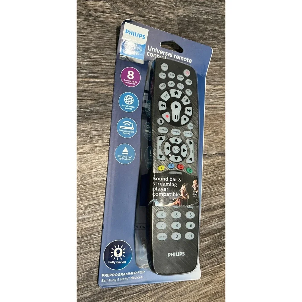 Philips Universal Remote Control 8 Device Elite Backlit ROKU SRP9488C/27 - Black